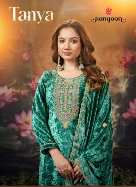 Tanya By Rangoon Velvet Top With Bottom Dupatta Wholesale In India